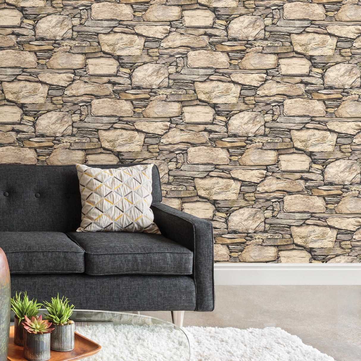York Hadrian Stone Wall Peel & Stick Wallpaper