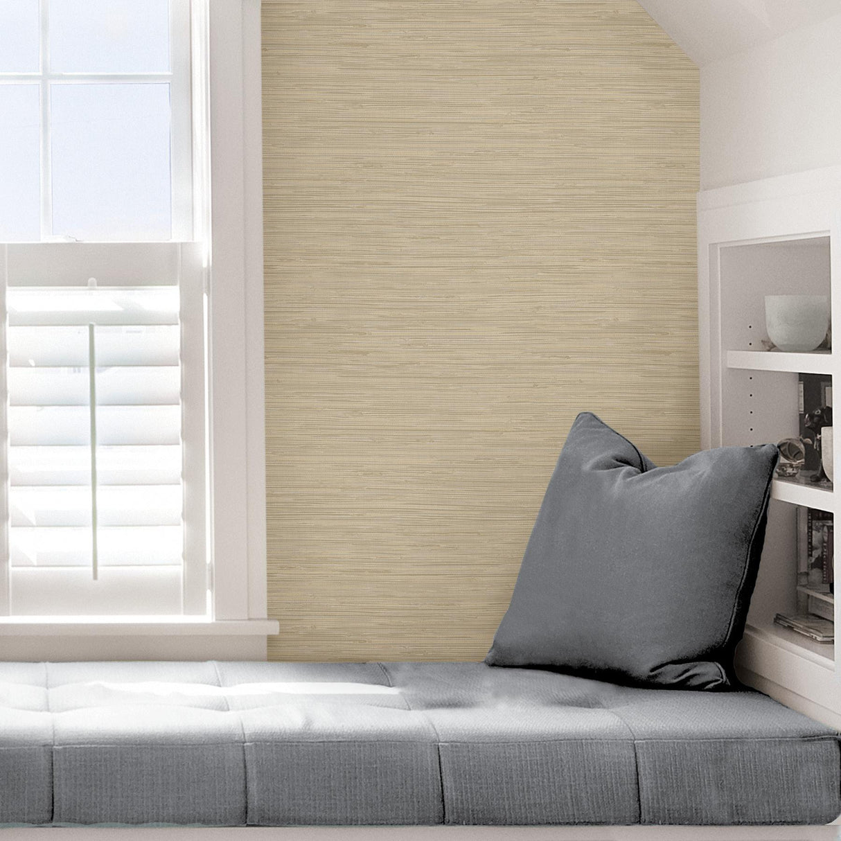 York Tibetan Grasscloth Cream Peel & Stick Wallpaper