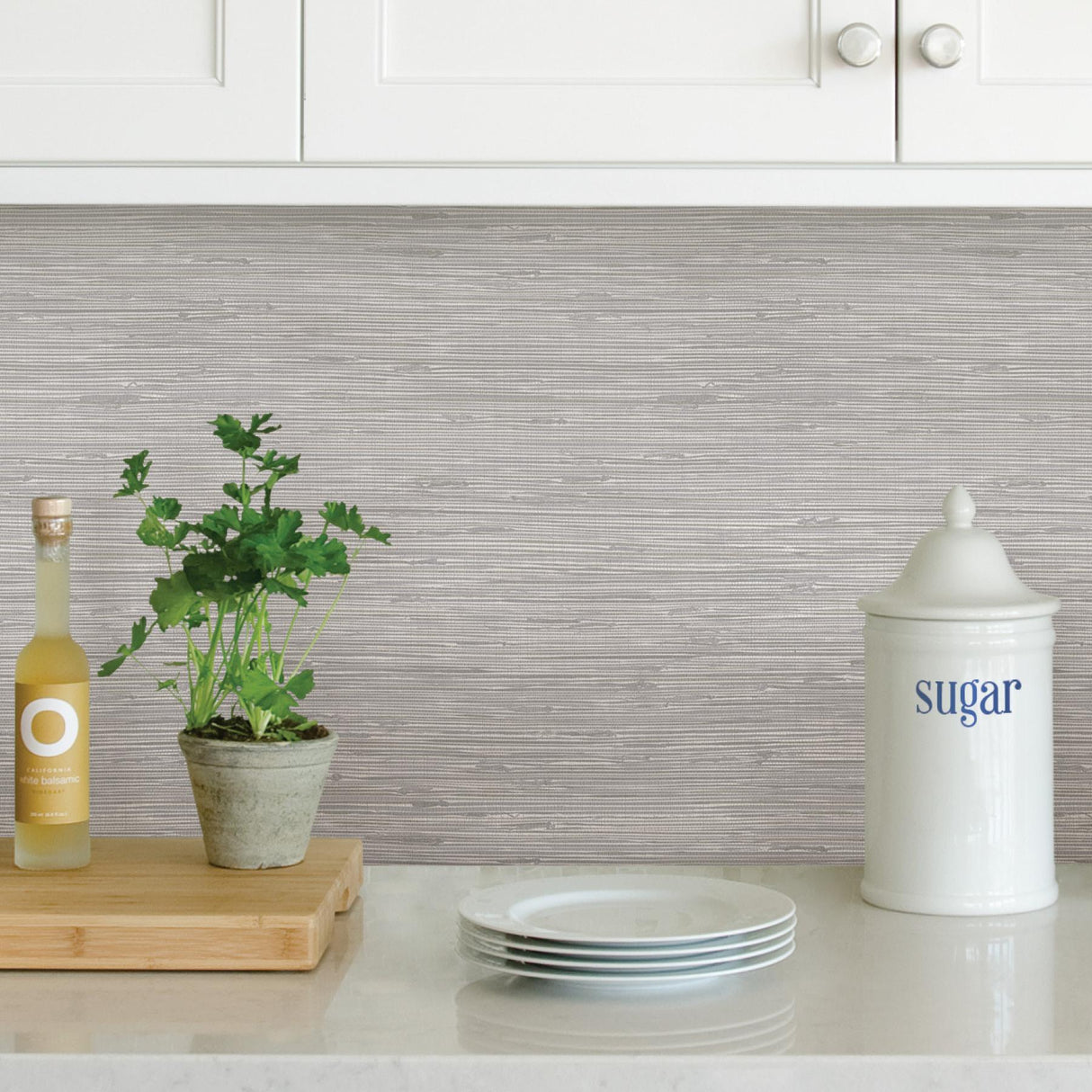 York Tibetan Grasscloth Silver Peel & Stick Wallpaper