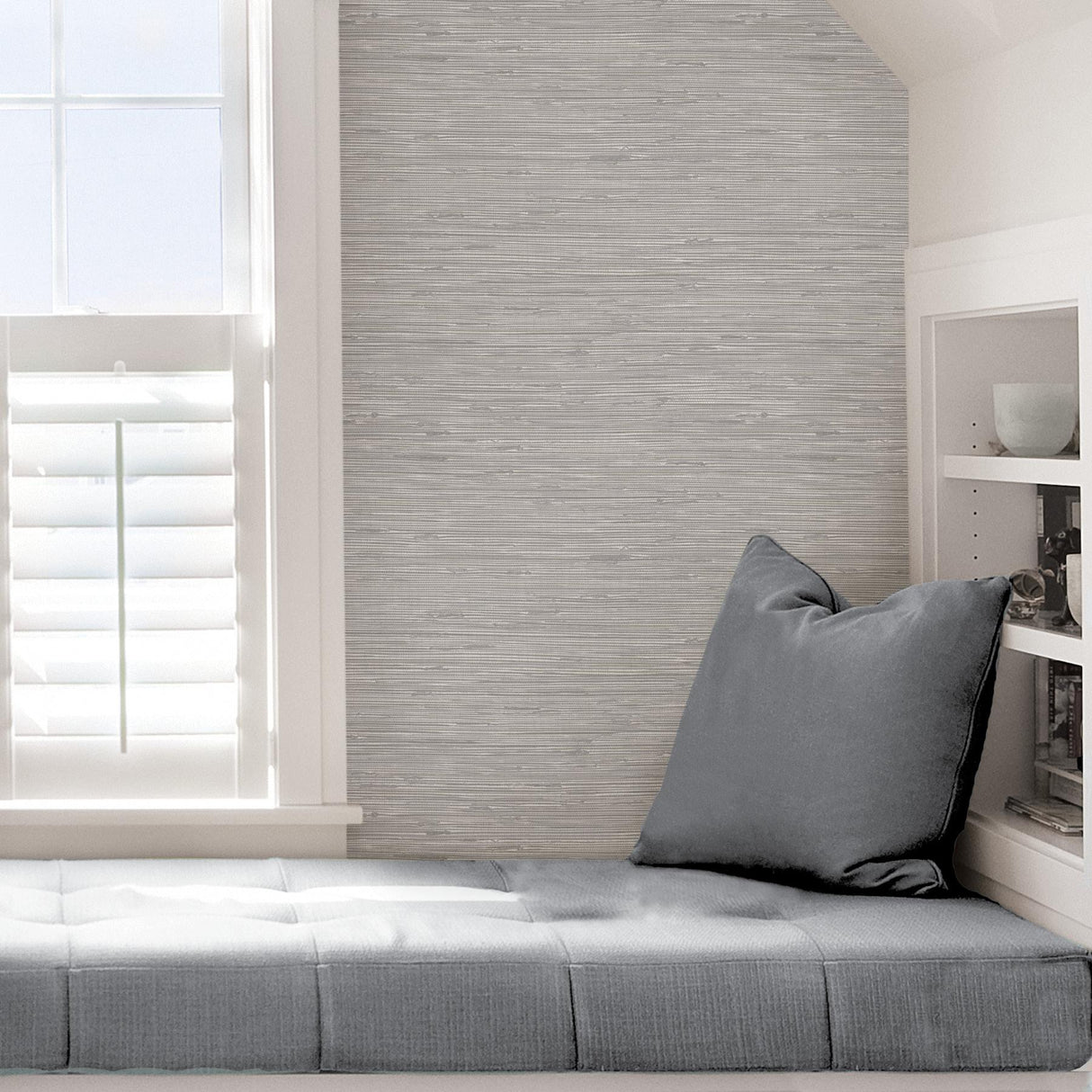 York Tibetan Grasscloth Silver Peel & Stick Wallpaper
