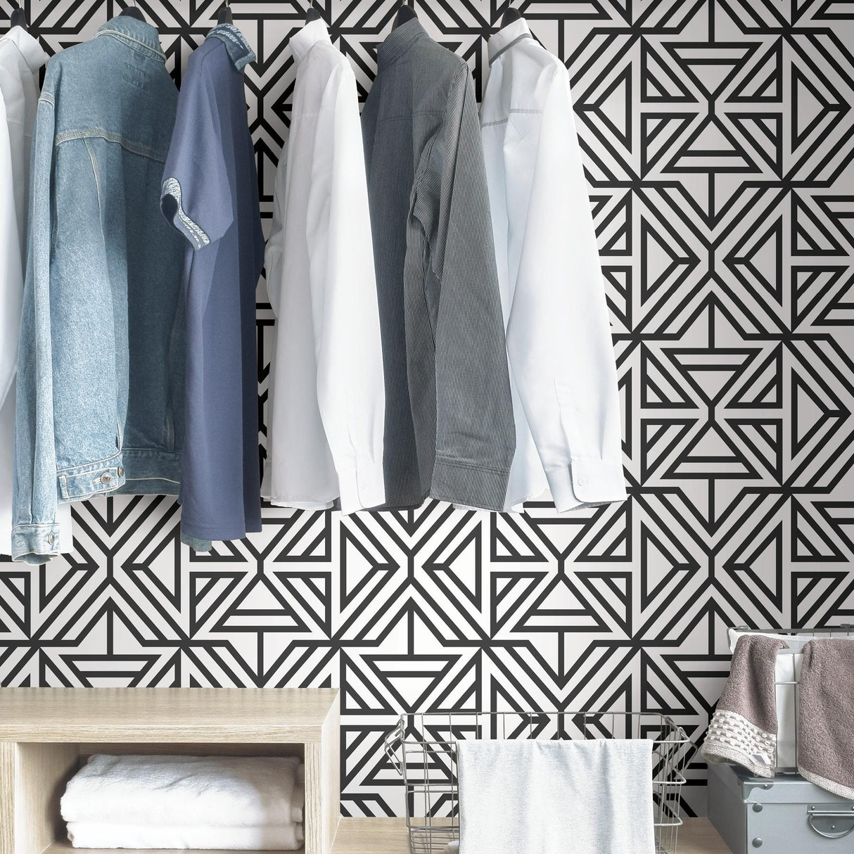 York Black Linear Peel & Stick Wallpaper