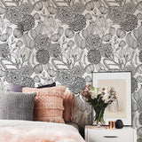 York Black Secret Garden Peel & Stick Wallpaper