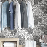 York Black Secret Garden Peel & Stick Wallpaper