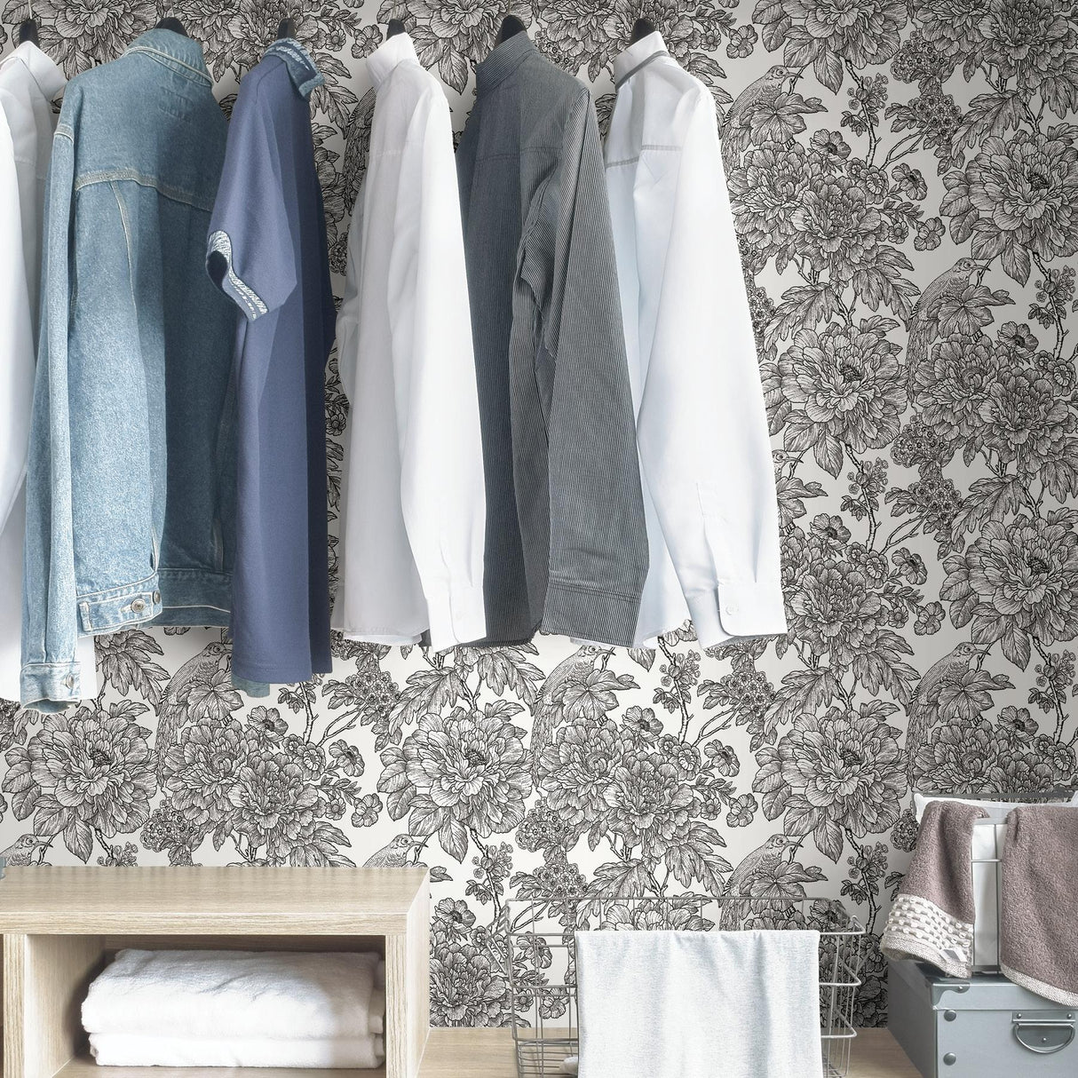 York Black & White Sudbury Peel & Stick Wallpaper