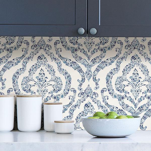 York Blue Guildford Peel & Stick Wallpaper
