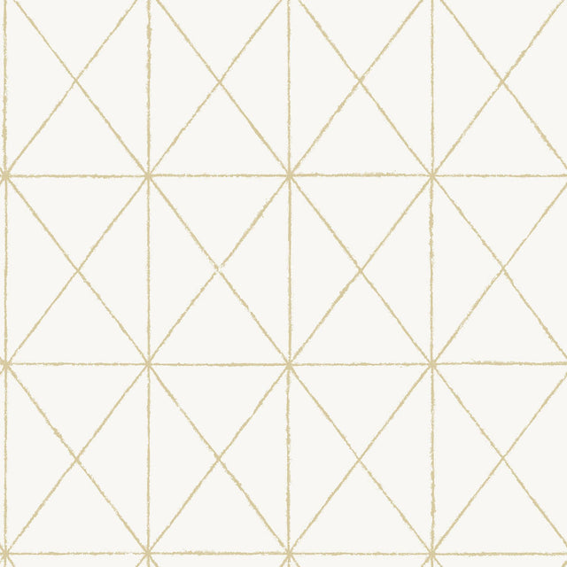 York White & Gold Get In Line Peel & Stick Wallpaper
