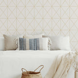 York White & Gold Get In Line Peel & Stick Wallpaper