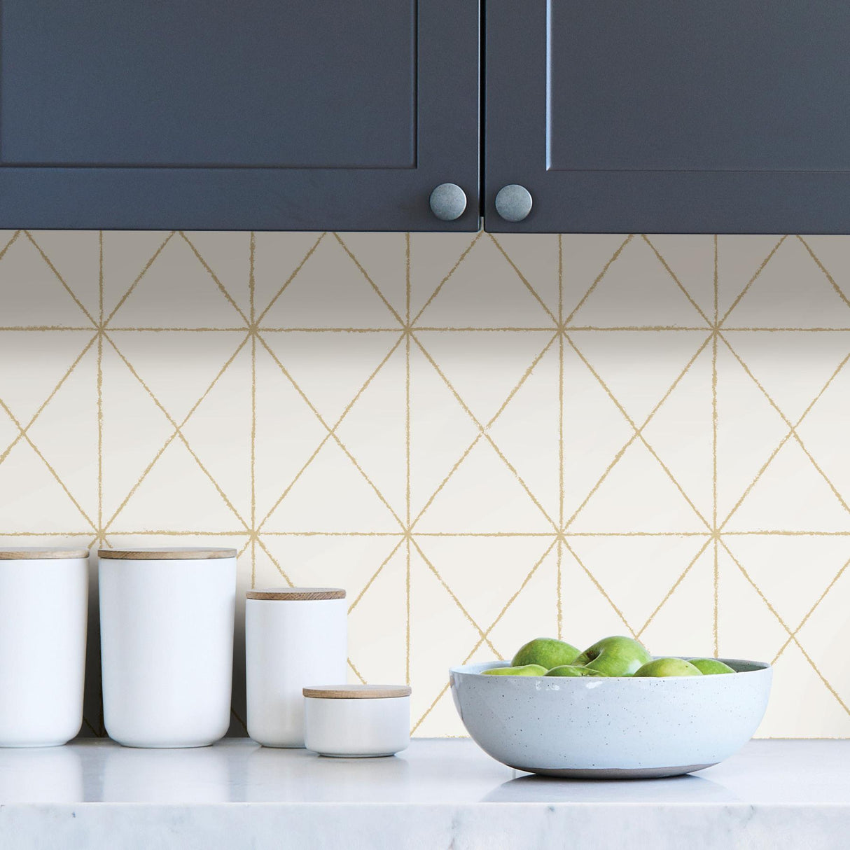 York White & Gold Get In Line Peel & Stick Wallpaper