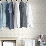 York White & Gold Get In Line Peel & Stick Wallpaper
