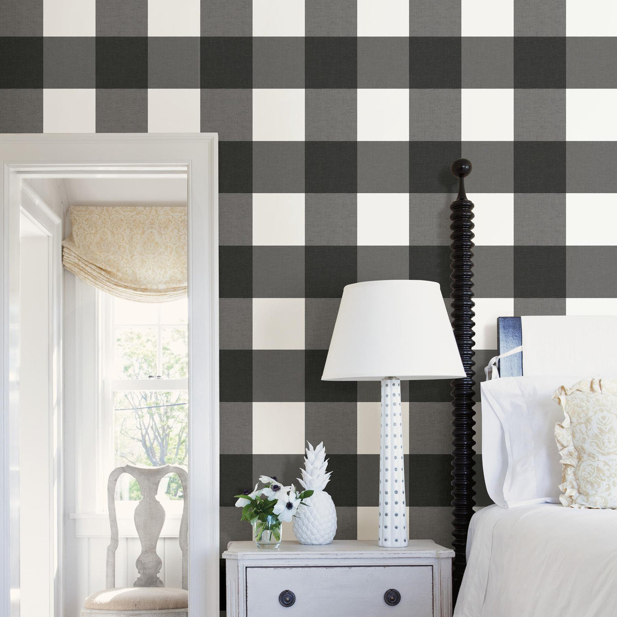 York Charcoal Farmhouse Plaid Peel & Stick Wallpaper