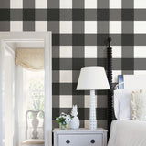 York Charcoal Farmhouse Plaid Peel & Stick Wallpaper