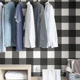 York Charcoal Farmhouse Plaid Peel & Stick Wallpaper