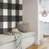 York Charcoal Farmhouse Plaid Peel & Stick Wallpaper