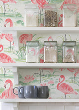 York Pink Flamingo Beach Peel & Stick Wallpaper