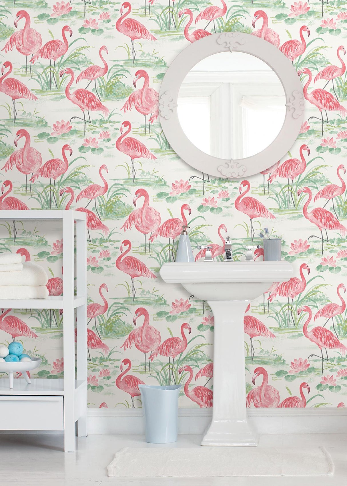 York Pink Flamingo Beach Peel & Stick Wallpaper