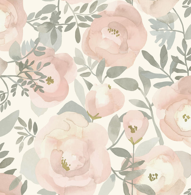 York Rose Peachy Keen Peel & Stick Wallpaper