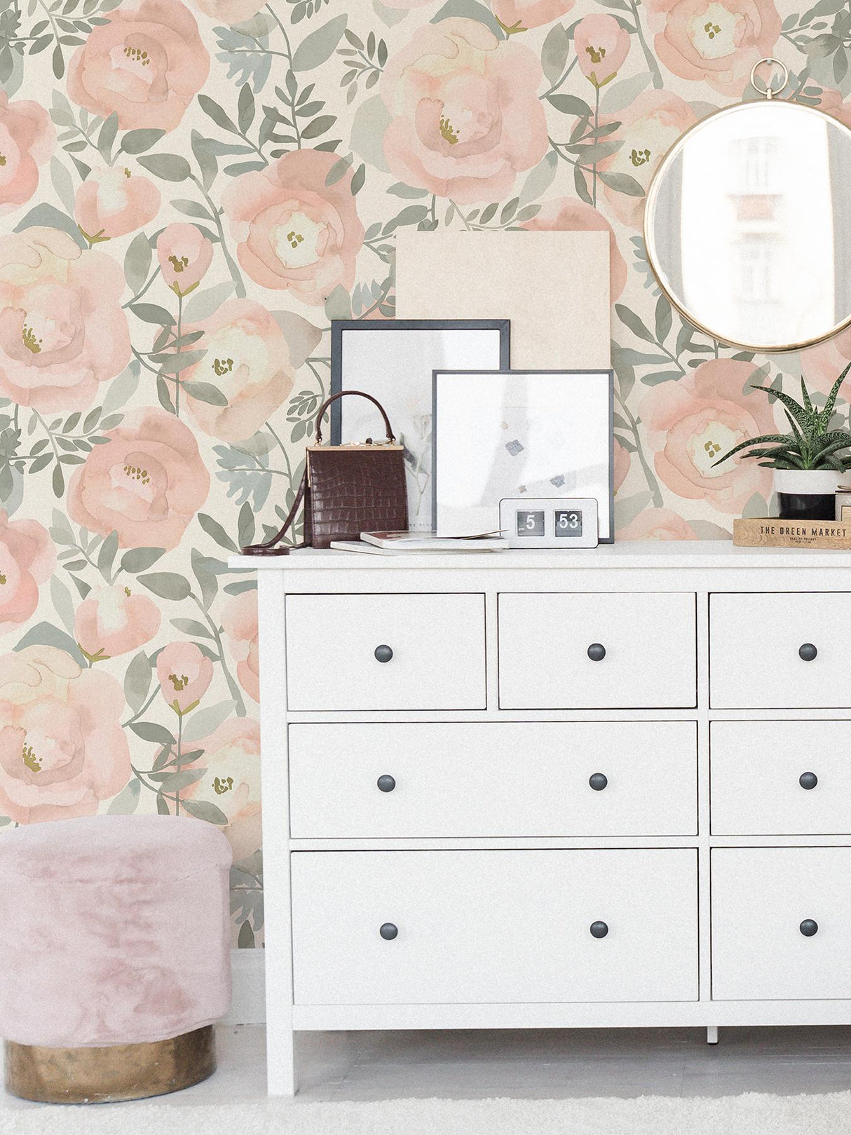 York Rose Peachy Keen Peel & Stick Wallpaper