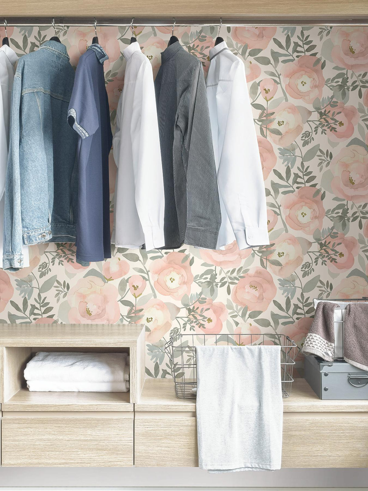 York Rose Peachy Keen Peel & Stick Wallpaper