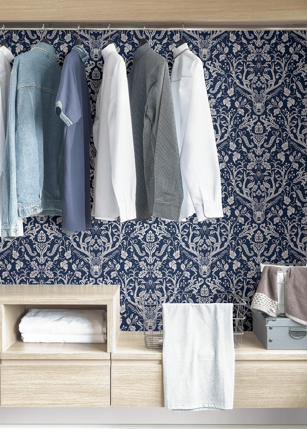 York Navy Escape to the Forest Peel & Stick Wallpaper