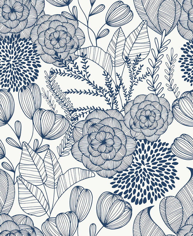 York Navy Secret Garden Peel & Stick Wallpaper