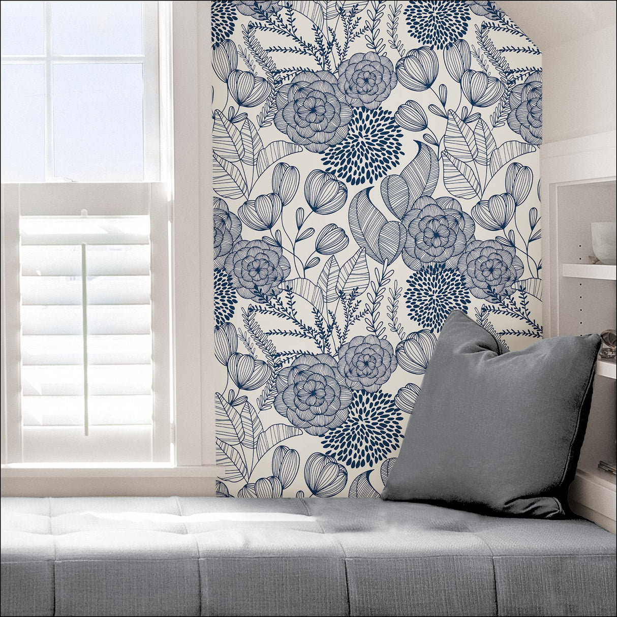 York Navy Secret Garden Peel & Stick Wallpaper
