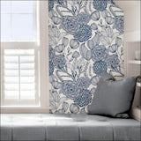 York Navy Secret Garden Peel & Stick Wallpaper