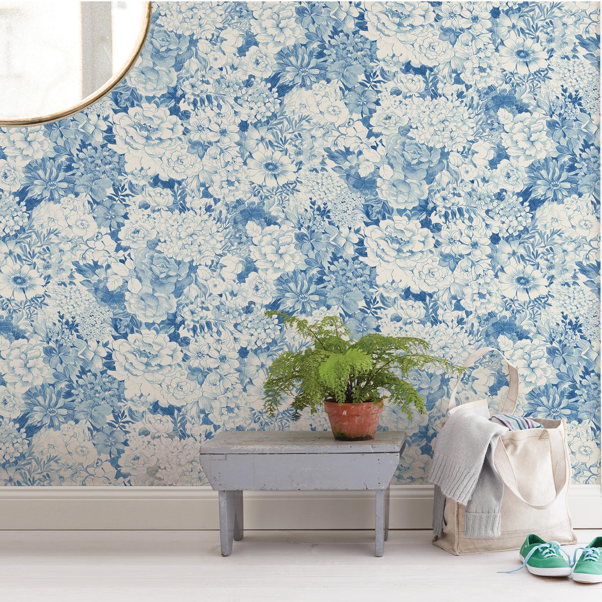 York Indigo Empress Garden Peel & Stick Wallpaper