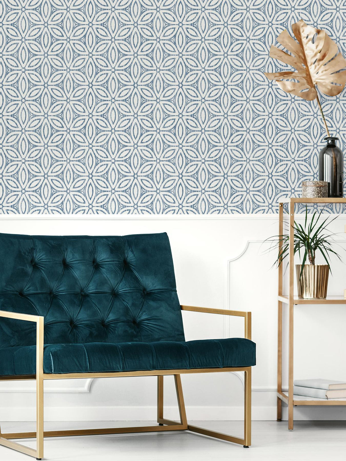 York Blue Hepatica Petal Peel & Stick String Wallpaper