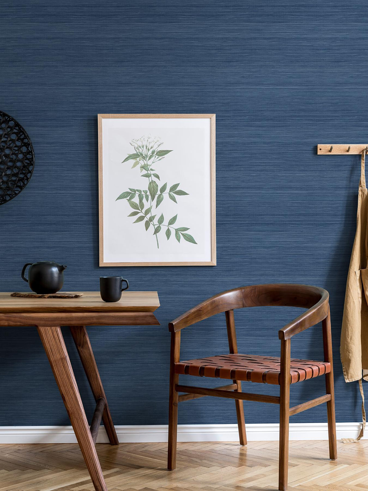 York Indigo Crossweave Peel & Stick String Wallpaper