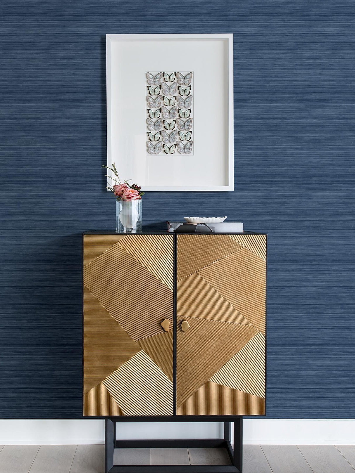 York Indigo Crossweave Peel & Stick String Wallpaper