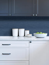 York Indigo Crossweave Peel & Stick String Wallpaper