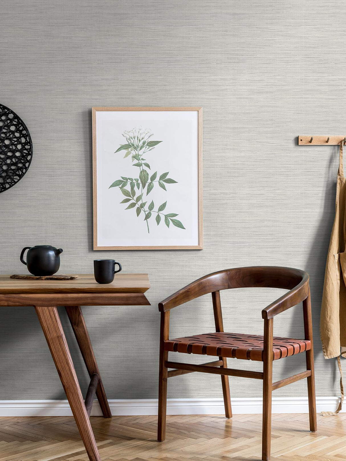 York Grey Crossweave Peel & Stick String Wallpaper