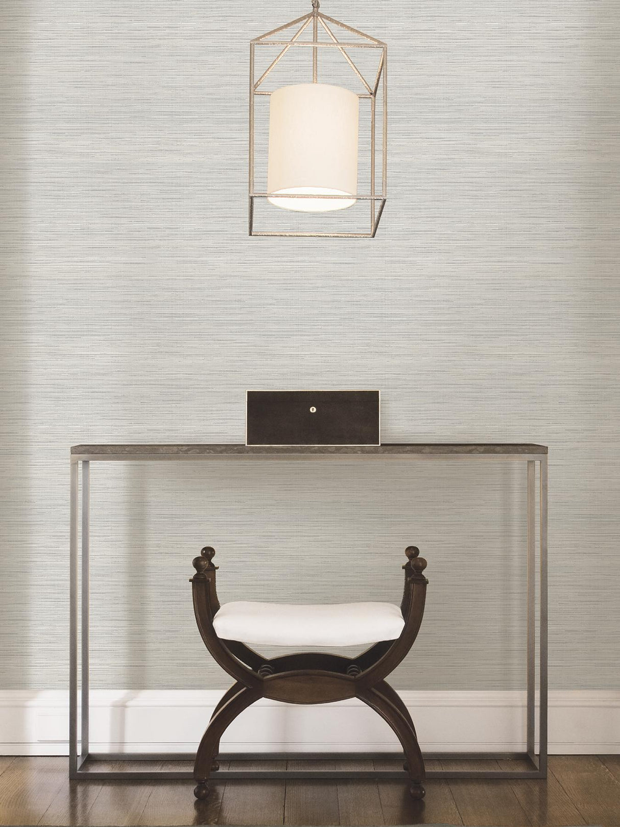 York Grey Crossweave Peel & Stick String Wallpaper