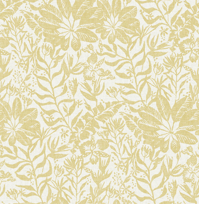 York Yellow Foliole Peel & Stick Wallpaper