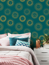 York Teal Konark Peel & Stick Wallpaper