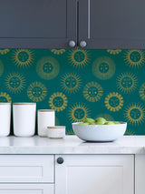 York Teal Konark Peel & Stick Wallpaper
