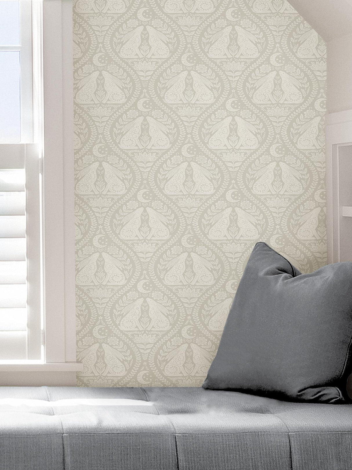 York Cream Moon Rabbit Peel & Stick Wallpaper