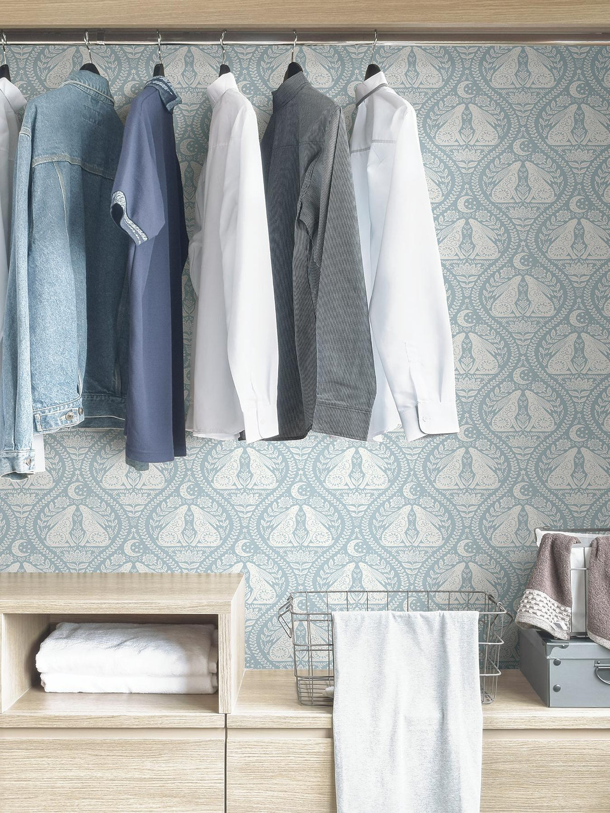 York Blue Moon Rabbit Peel & Stick Wallpaper