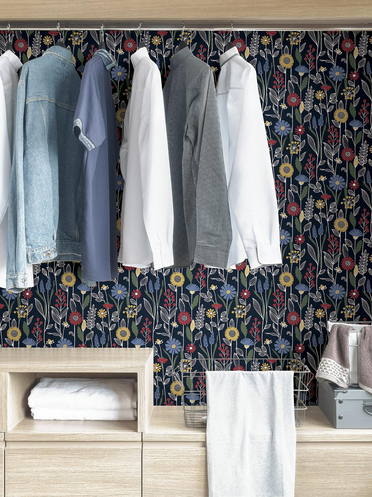 York Navy Jane Peel & Stick Wallpaper