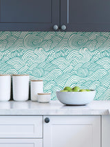 York Teal Saybrook Peel & Stick Wallpaper