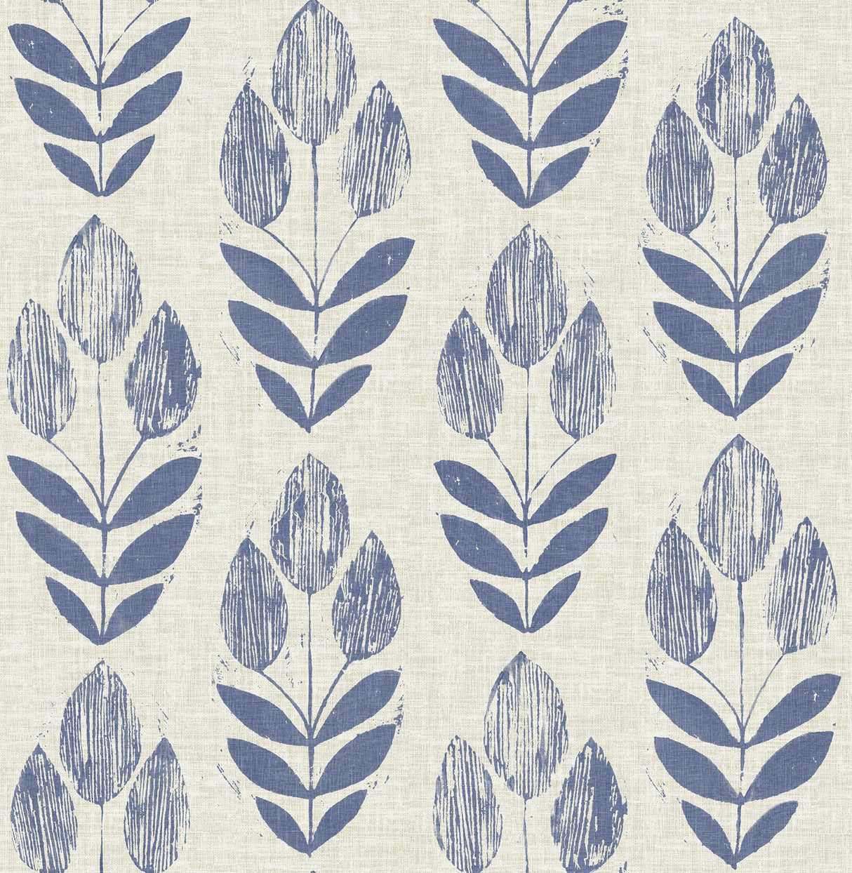 York Blue Folk Tulip Peel & Stick Wallpaper