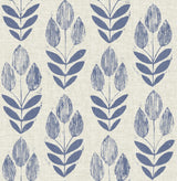York Blue Folk Tulip Peel & Stick Wallpaper