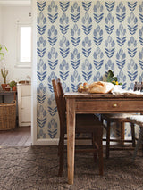 York Blue Folk Tulip Peel & Stick Wallpaper
