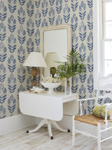 York Blue Folk Tulip Peel & Stick Wallpaper