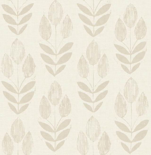 York Cream Folk Tulip Peel & Stick Wallpaper