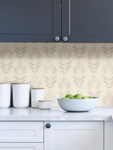 York Cream Folk Tulip Peel & Stick Wallpaper