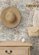 York Naupaka Teal Peach Peel & Stick Wallpaper