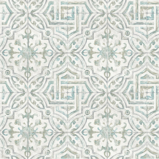 York Teal and Grey Landondale Peel & Stick Wallpaper