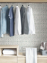 York Teal and Grey Landondale Peel & Stick Wallpaper