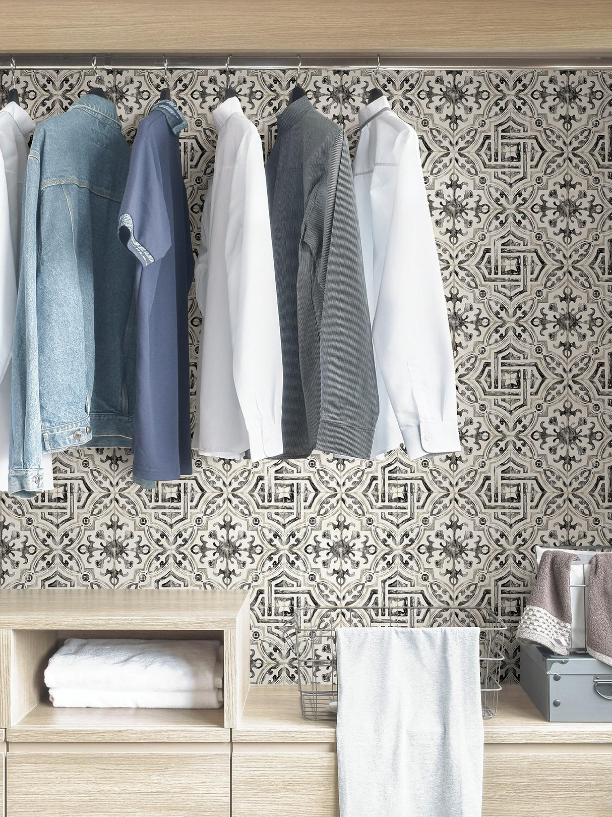 York Black Landondale Peel & Stick Wallpaper